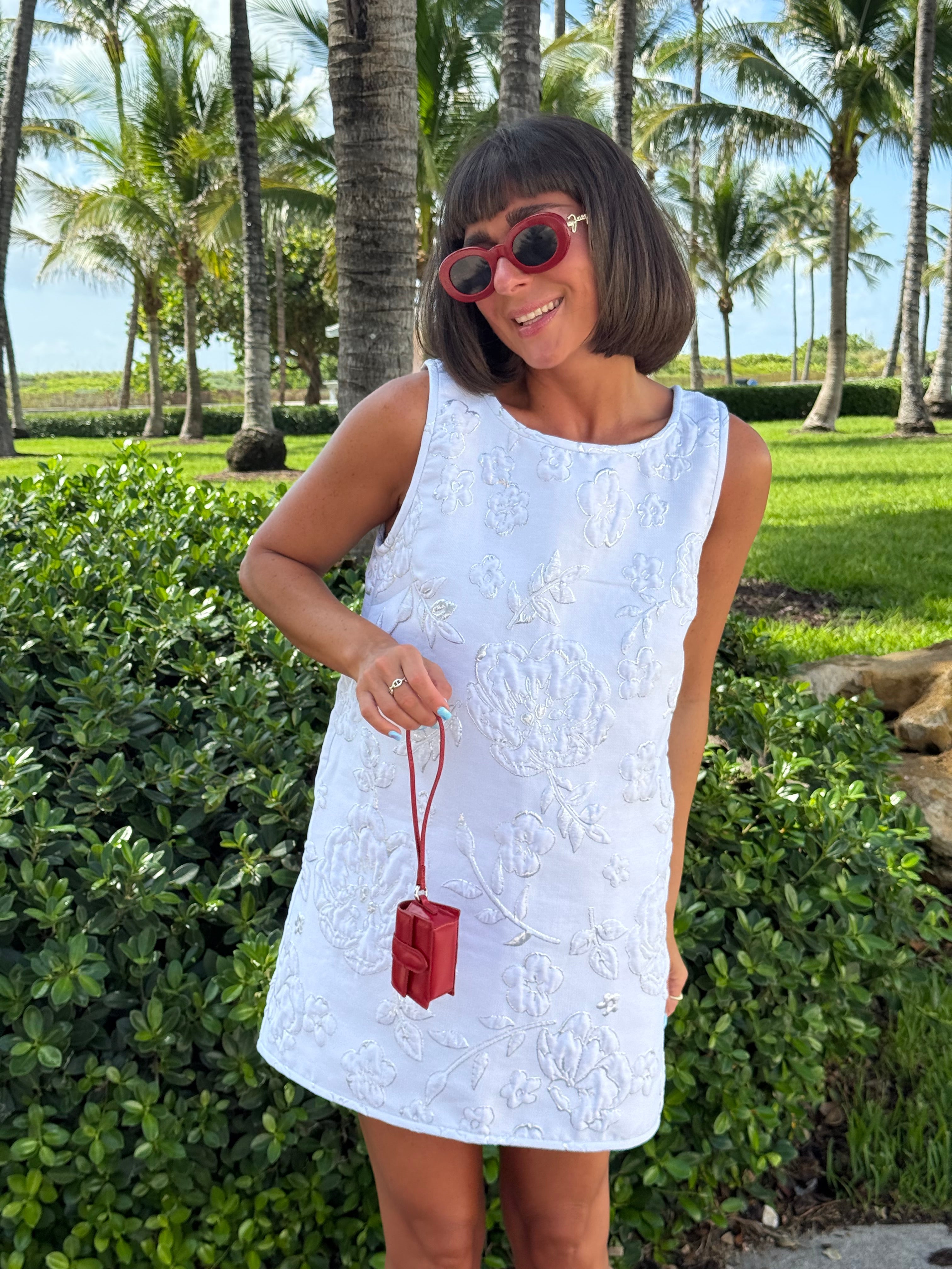 Jacquard Swing Swing Dress in All White