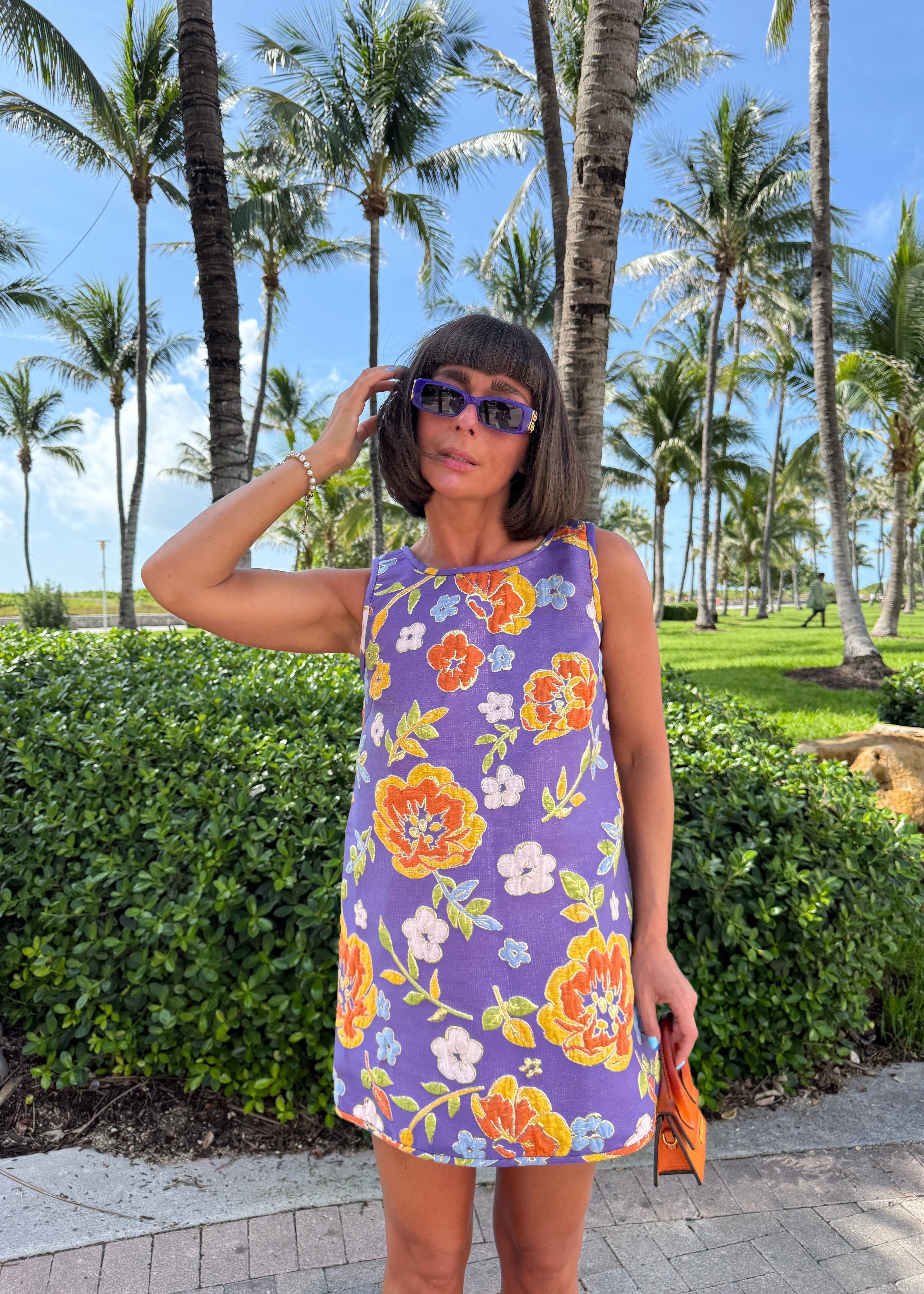 Jacquard Swing Swing Dress in Purple