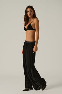 Black loose lounge pant with two button boxer detail.