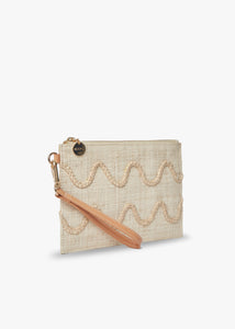 Irma Straw Pouch Wristlet Bag in Natural