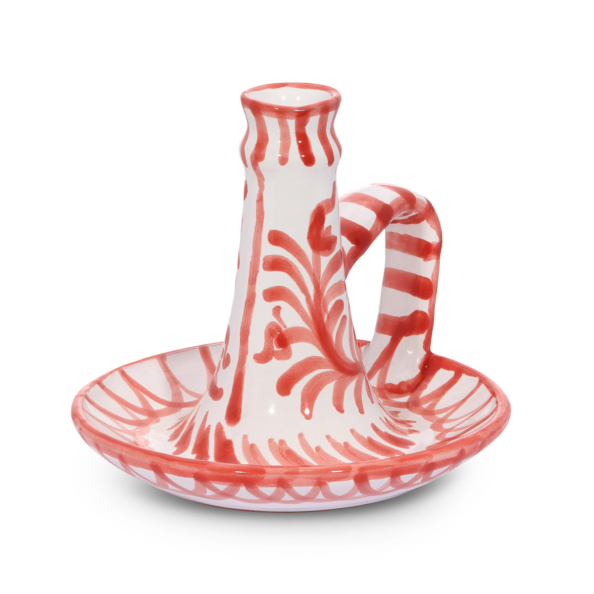 Casa Coral Candlestick with Hand-Painted Designs