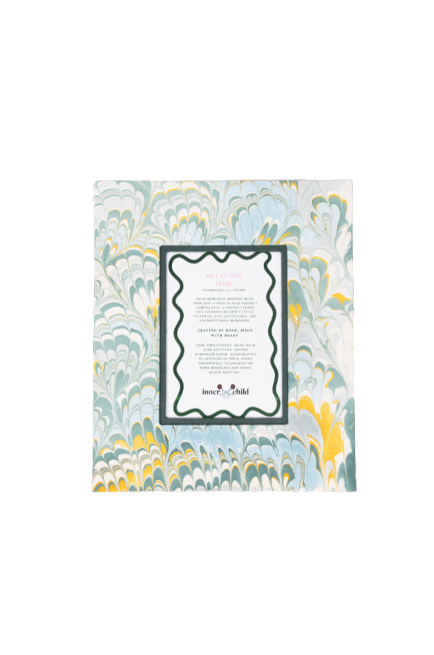 Hand-Marbled Large Wall Picture Frame 5x7 in Blue