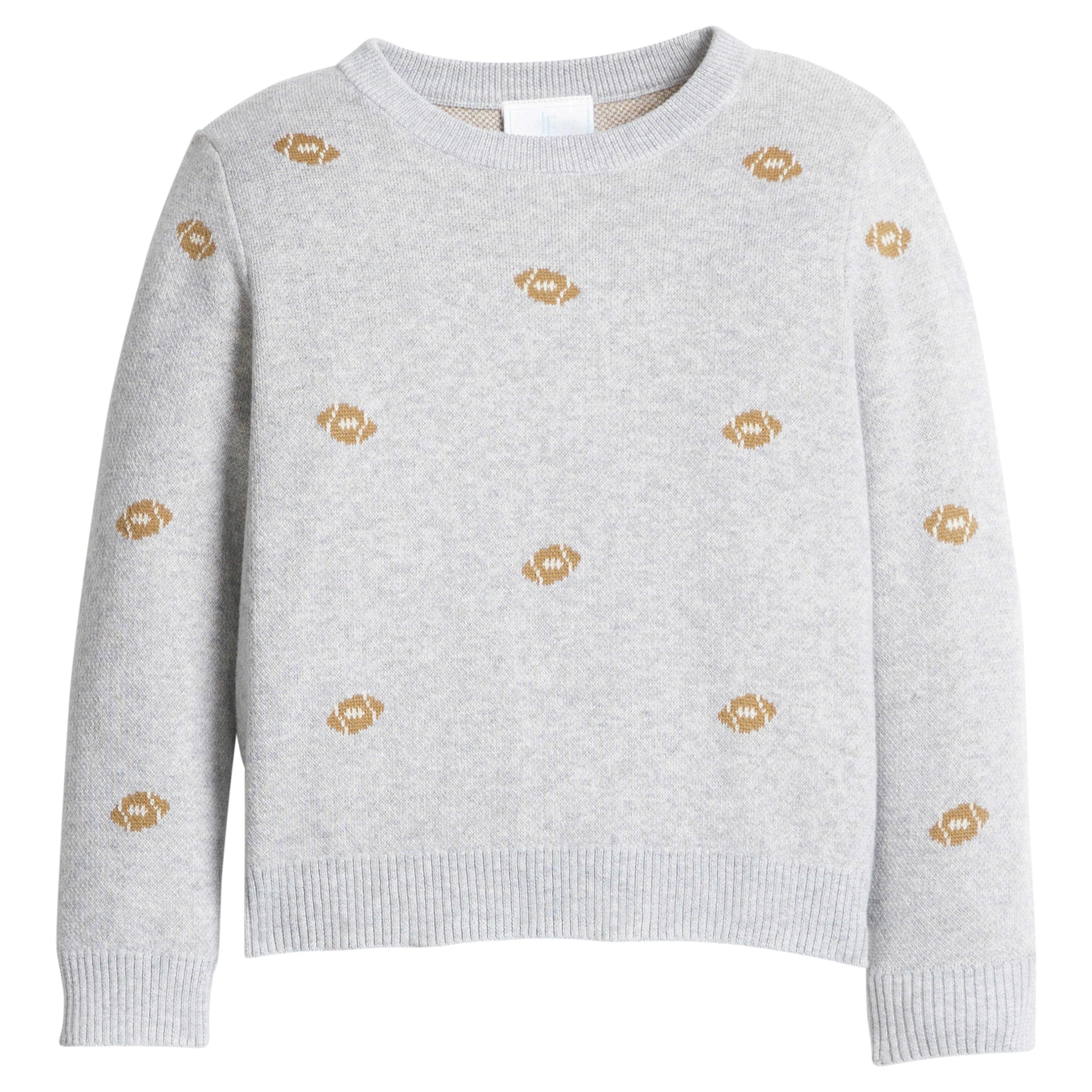 little english classic children's clothing gray sweater with all over football motif for boys 