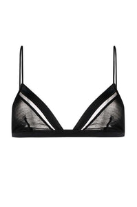 Soft modal bra bralette thin adjustable straps silk trim flat lay