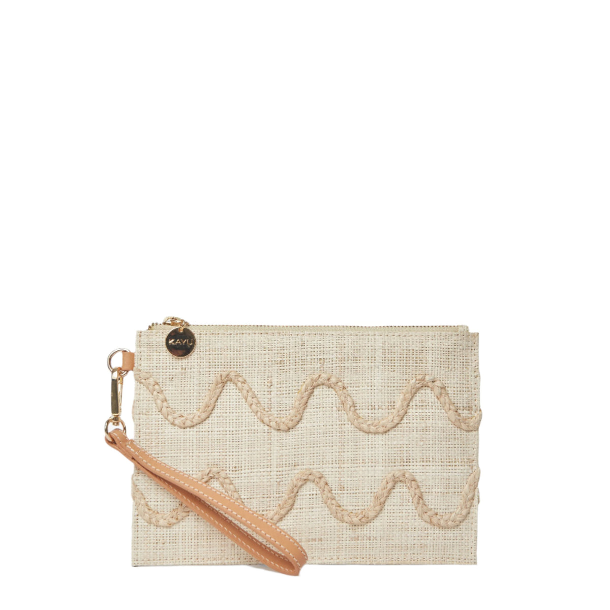 Irma Straw Pouch Wristlet Bag in Natural