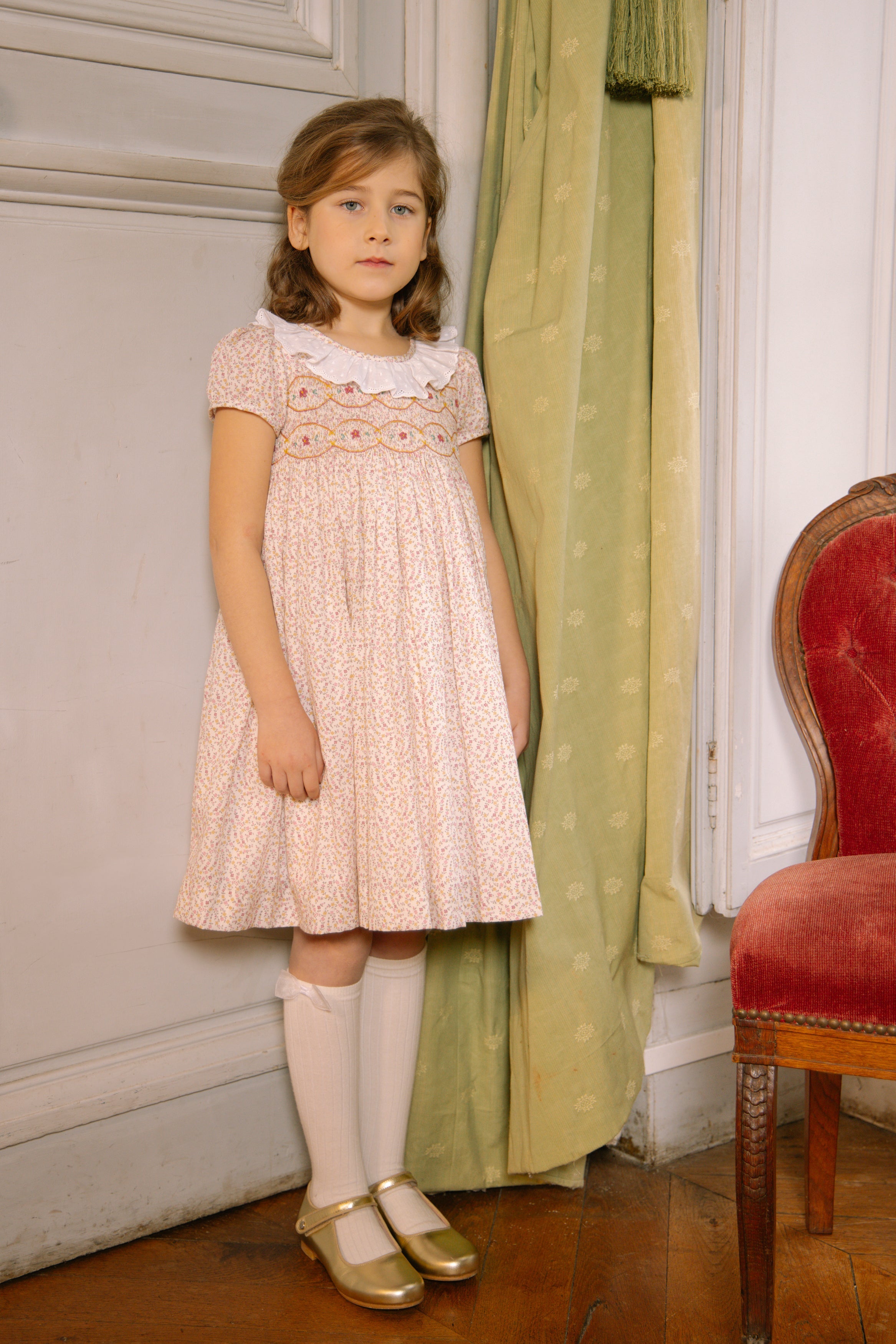 Isadora Short Sleeve Floral Smocked Dress