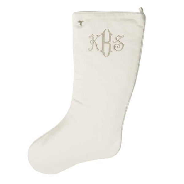 Gold Monogram on Ivory Christmas Stocking