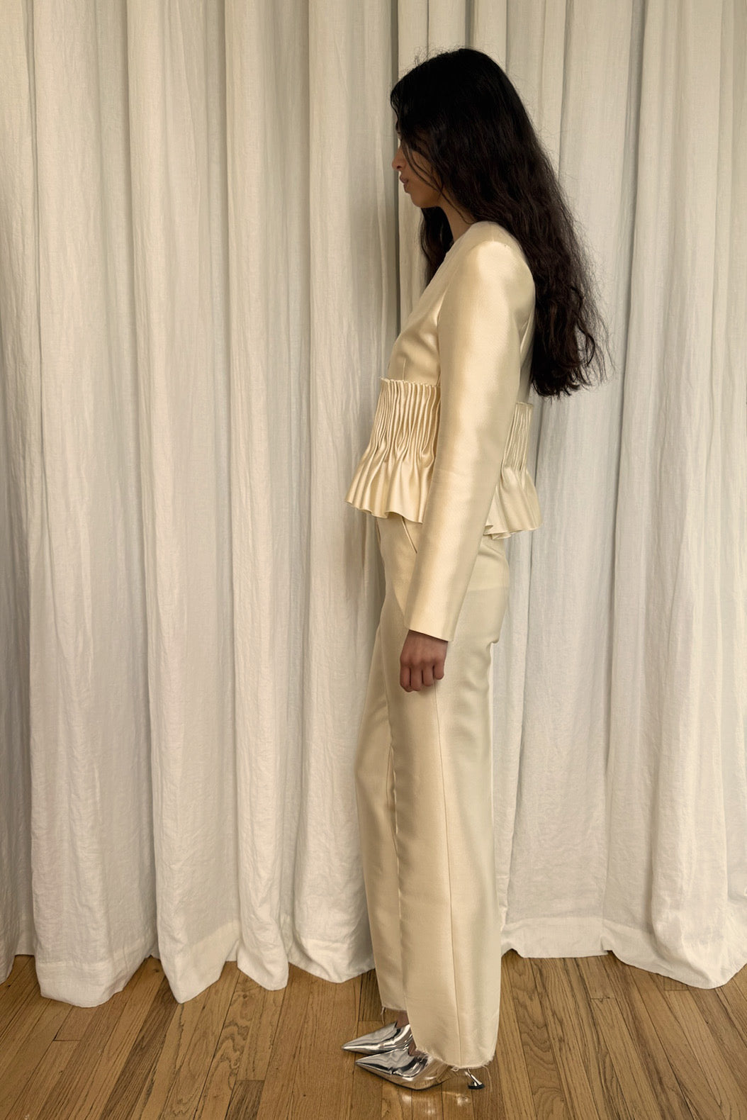 Jane Peplum Blazer in Silk & Wool