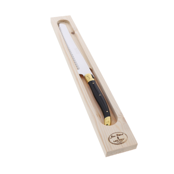 Bread Knife in Black & Brass