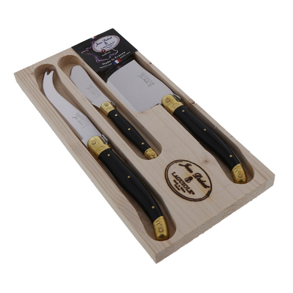Cheese Set in Black & Brass, Set of 3