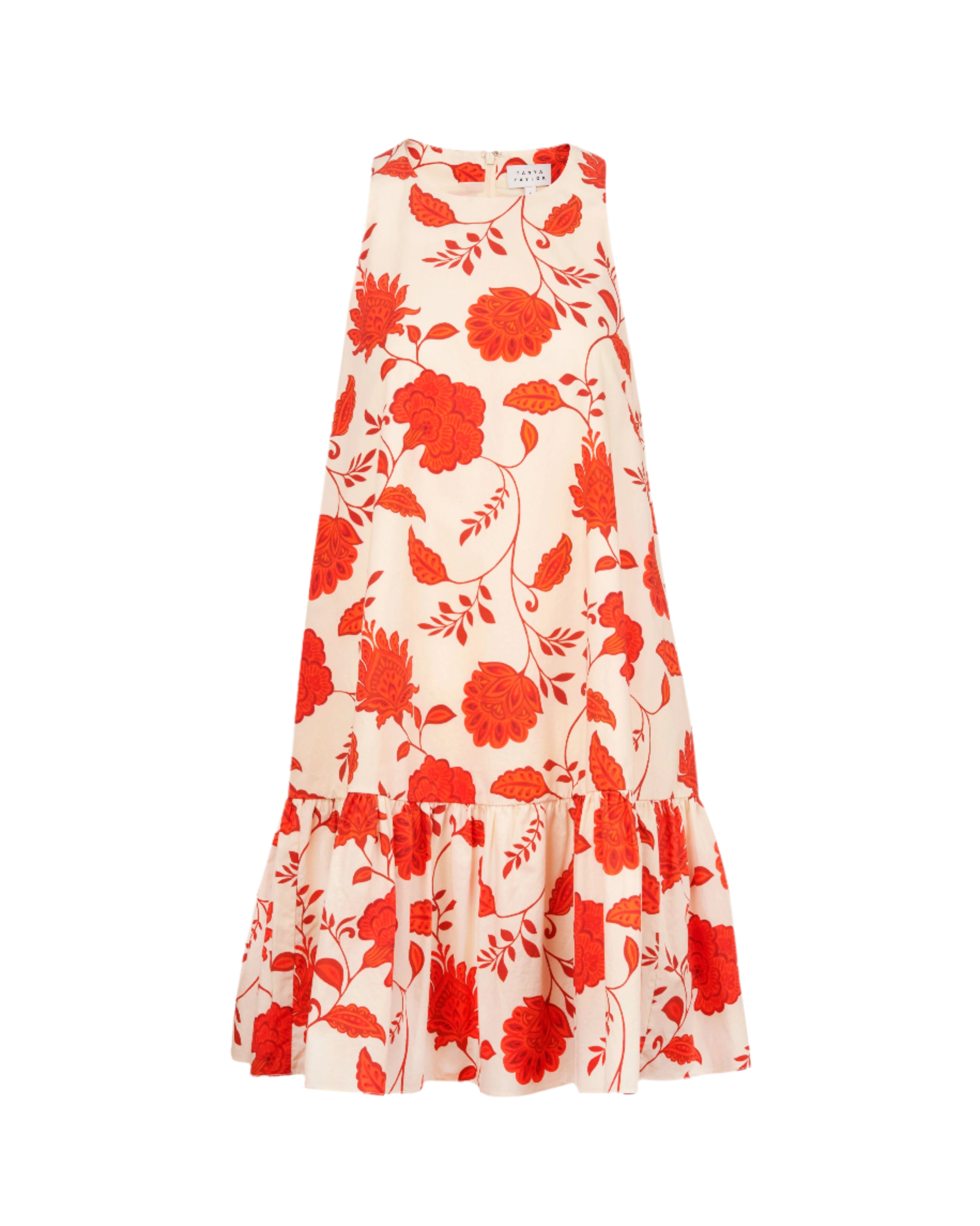 Jessie Dress in Cream & Tomato