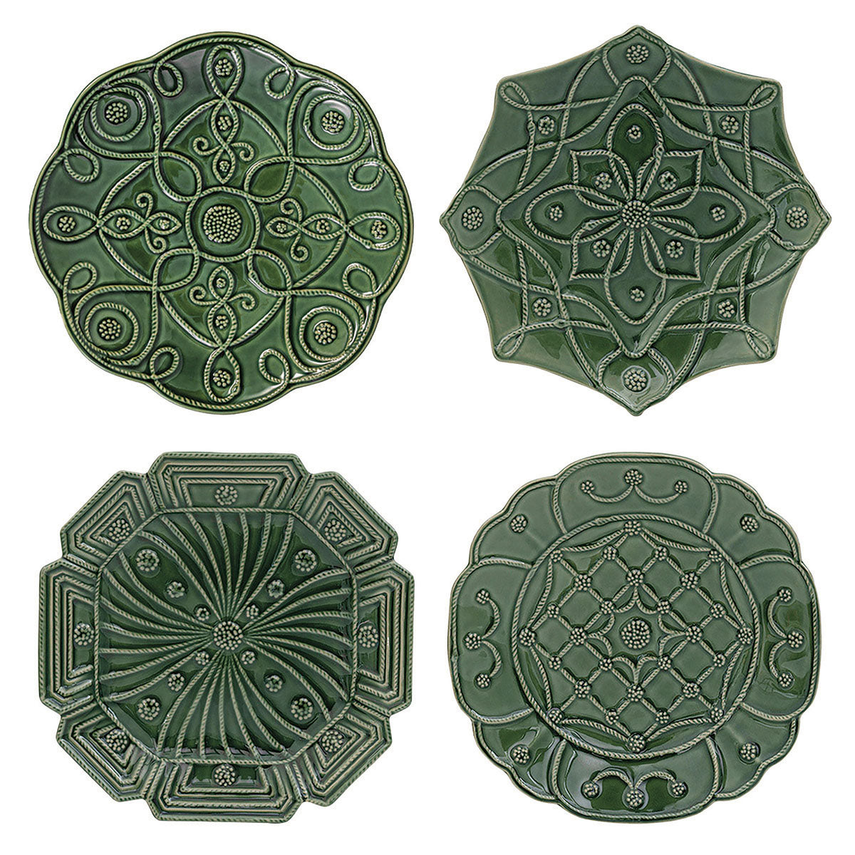 Jardins Du Monde Dessert/Salad Plate Assorted, Set of 4 in Basil