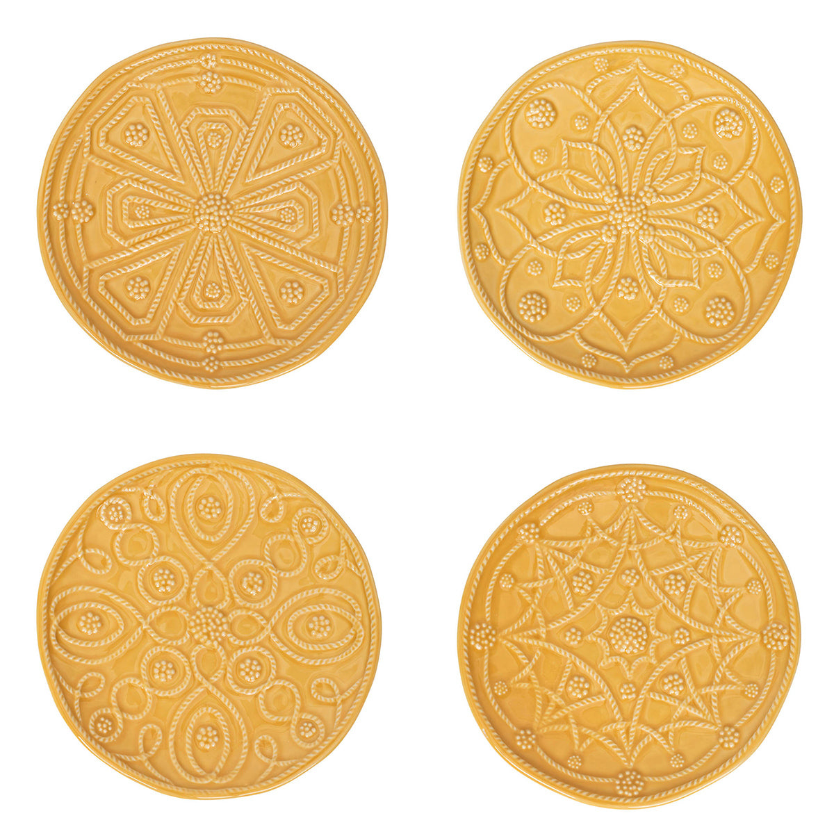 Jardins Du Monde Side/Cocktail Plate Assorted, Set of 4 in Daffodil