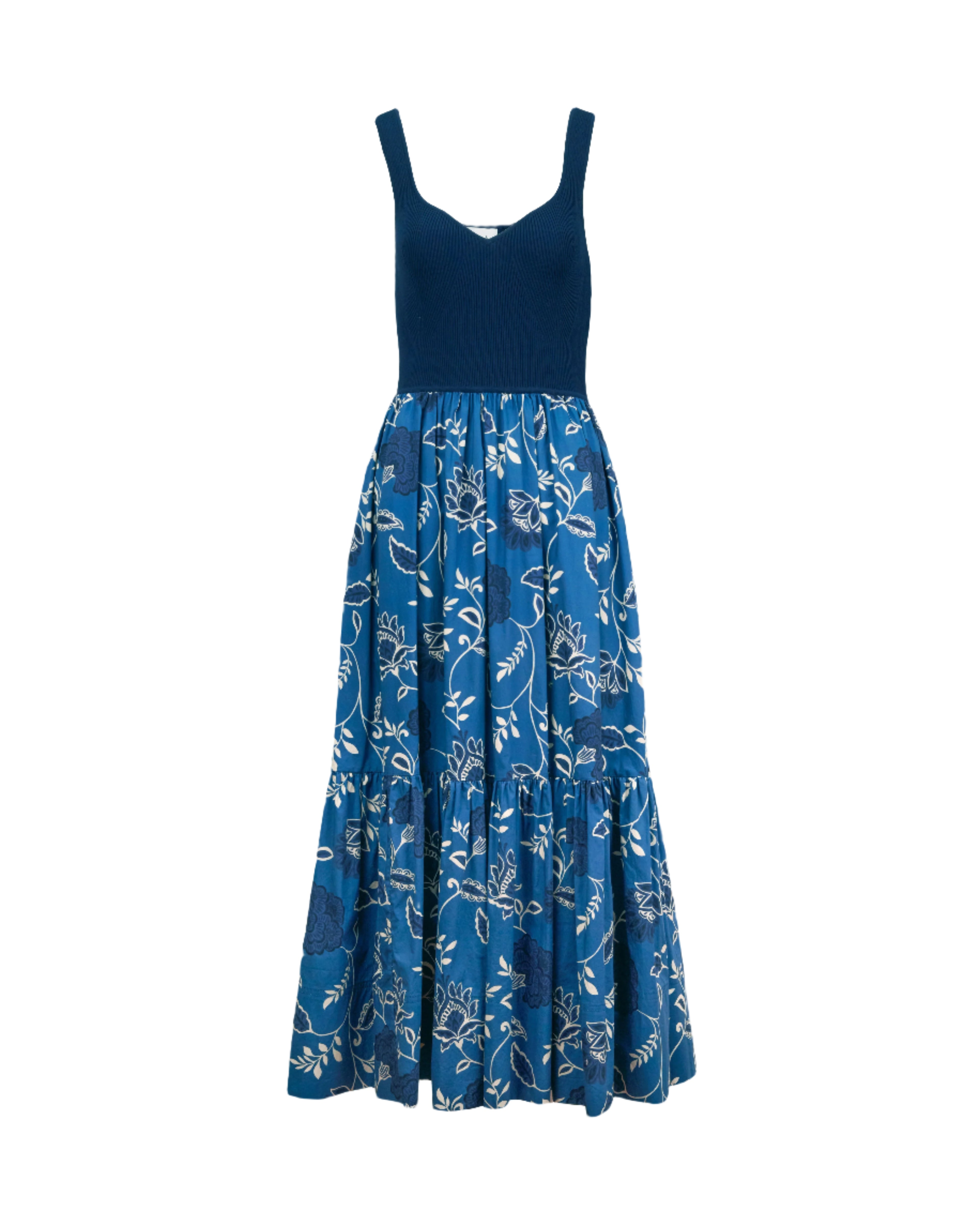 Josephina Dress in Maritime Blue, French Blue, & Cream