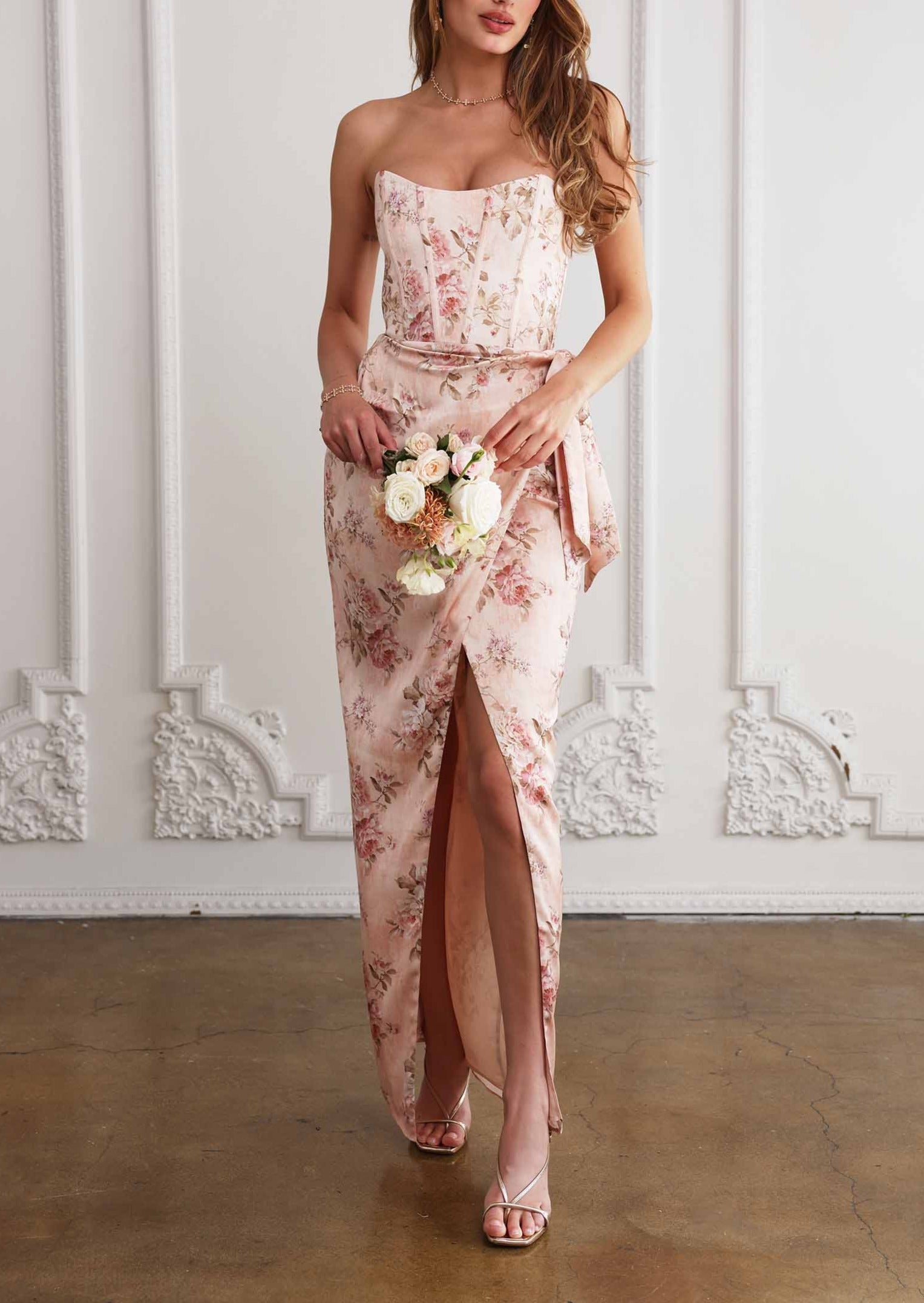 The June Dress in Peach Tapestry