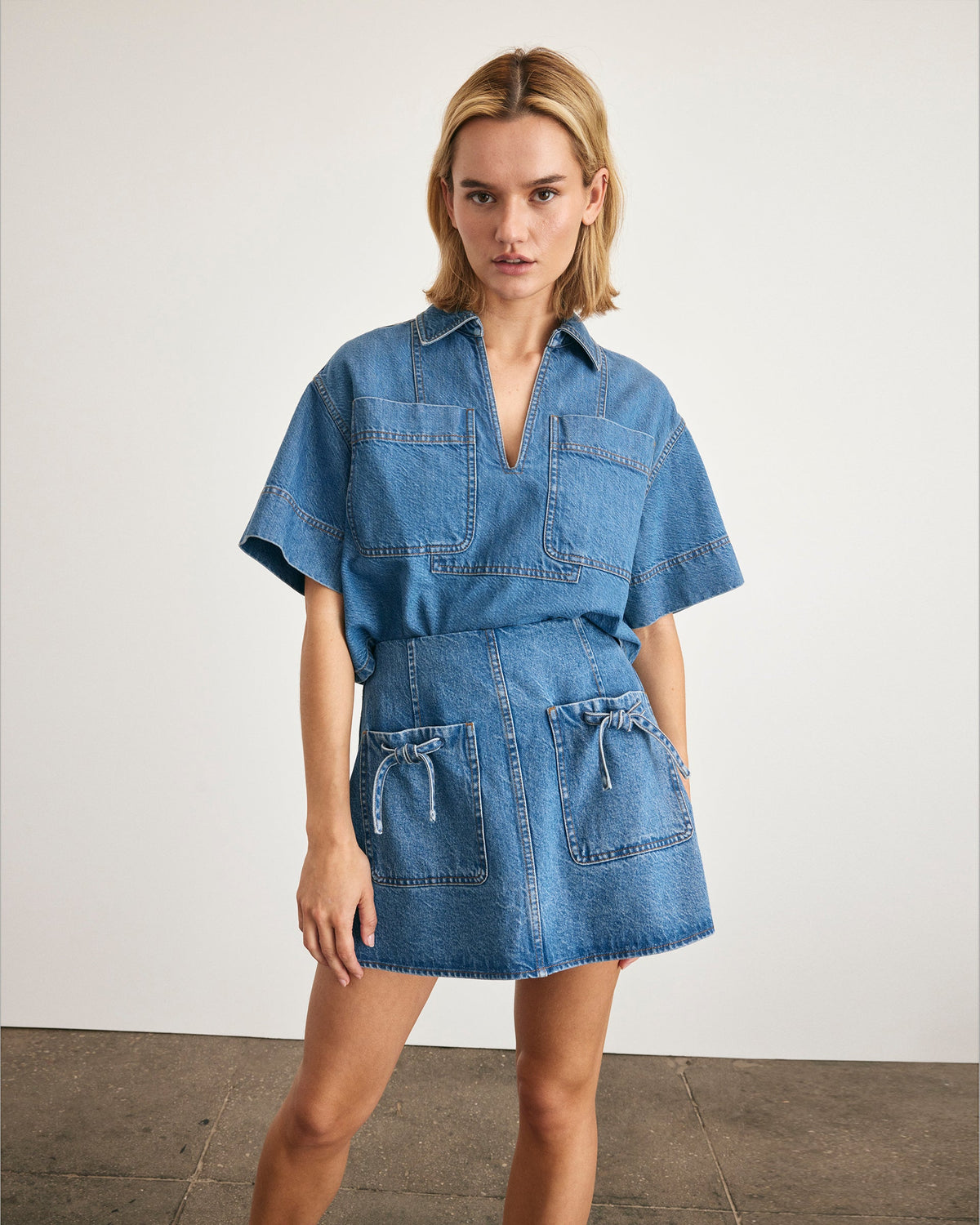 Jade Top in Medium Indigo Blue