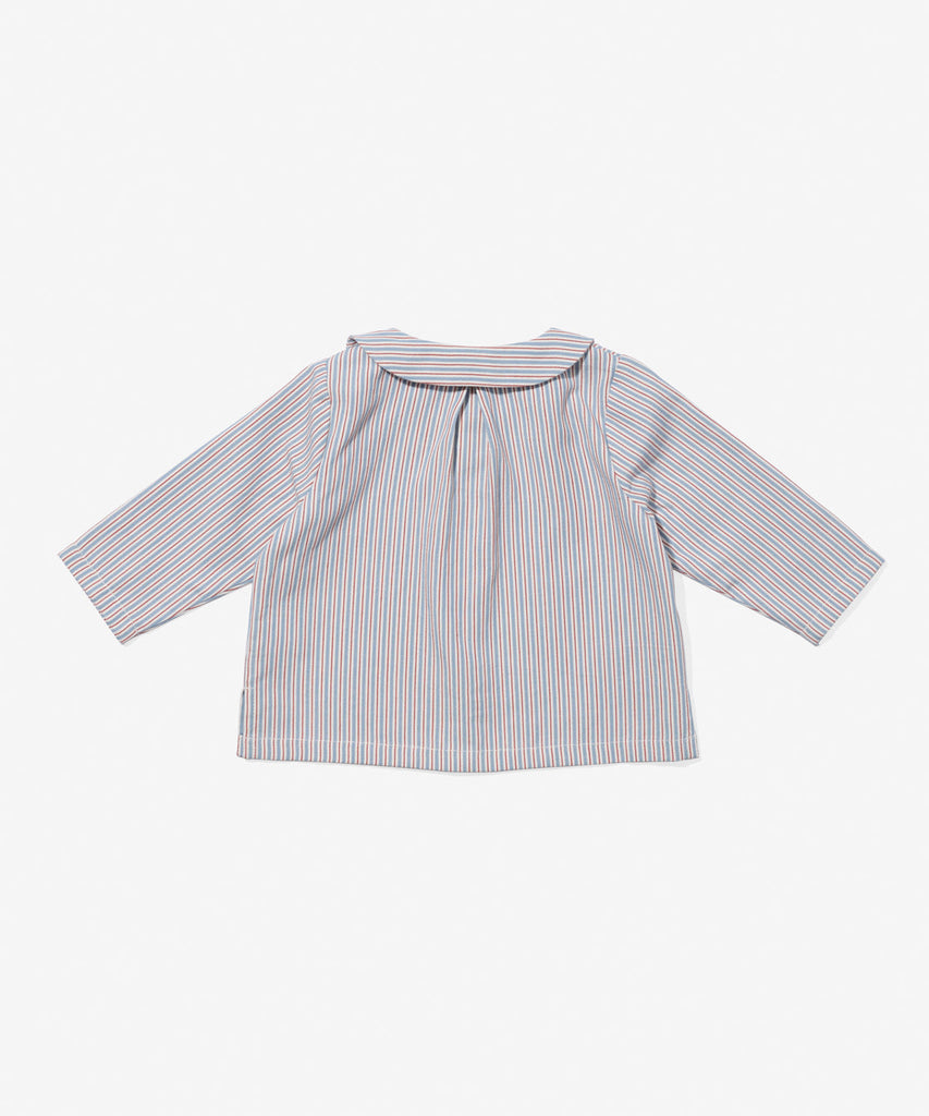 Jefferson Baby Shirt in Indigo Linen Stripe