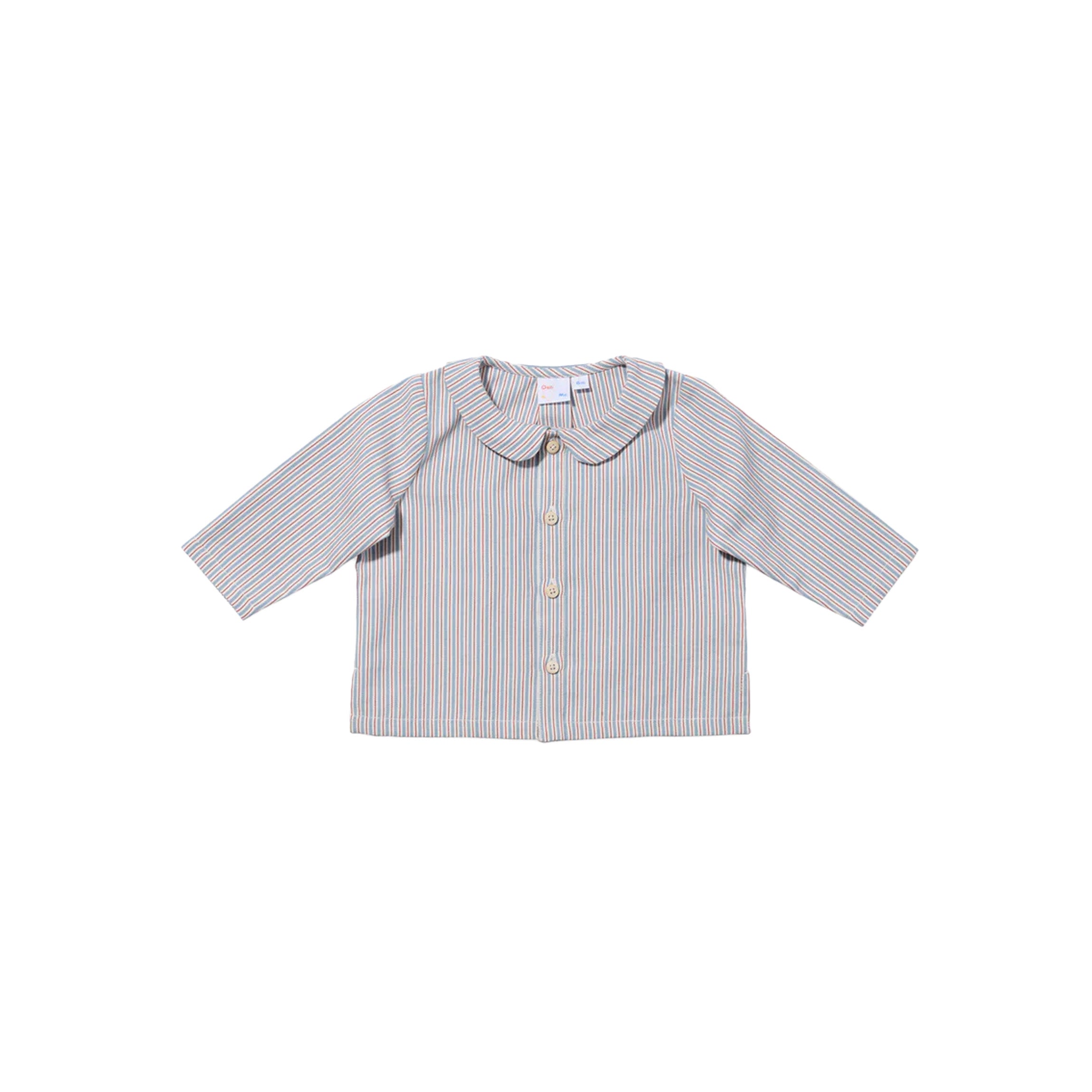 Jefferson Baby Shirt in Indigo Linen Stripe
