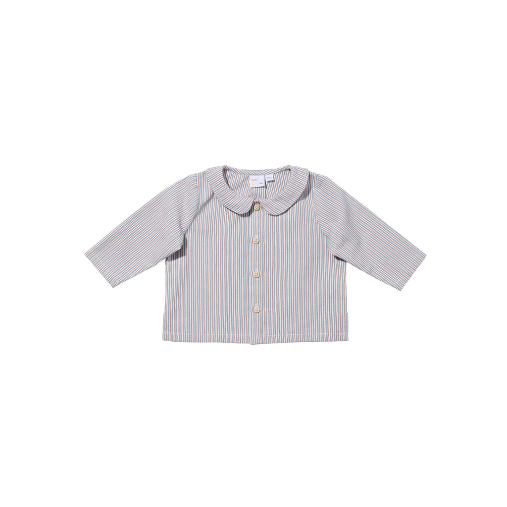 Jefferson Baby Shirt in Indigo Linen Stripe