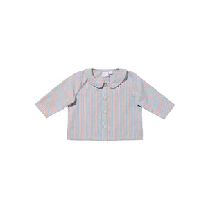 Jefferson Baby Shirt in Indigo Linen Stripe