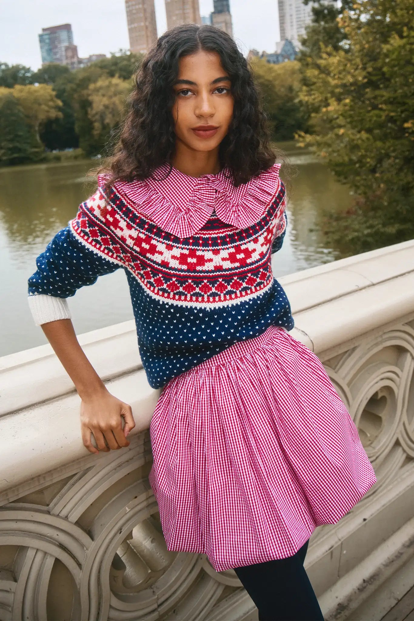 The Kinsley Skirt is our red and white gingham mini with a trim traced fitted waist.