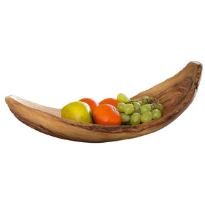 Italian Olivewood Boat Shaped Serving Bowl