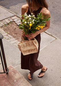 Mini Amina Straw Tote Bag in Natural