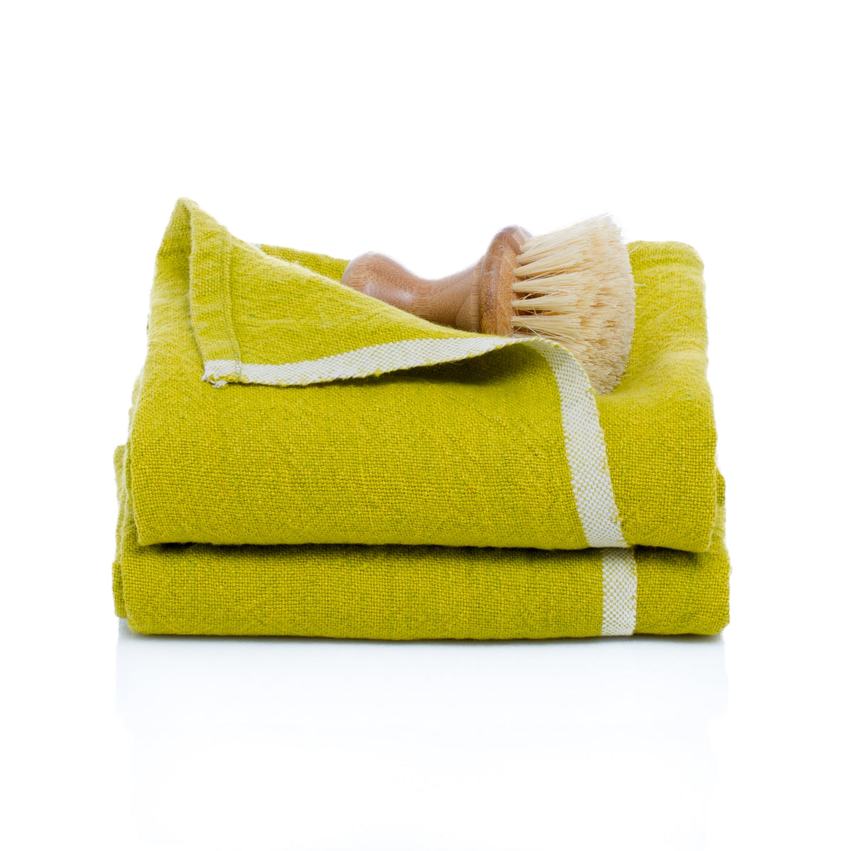 Chunky Linen Towels in Lime, Set of 2