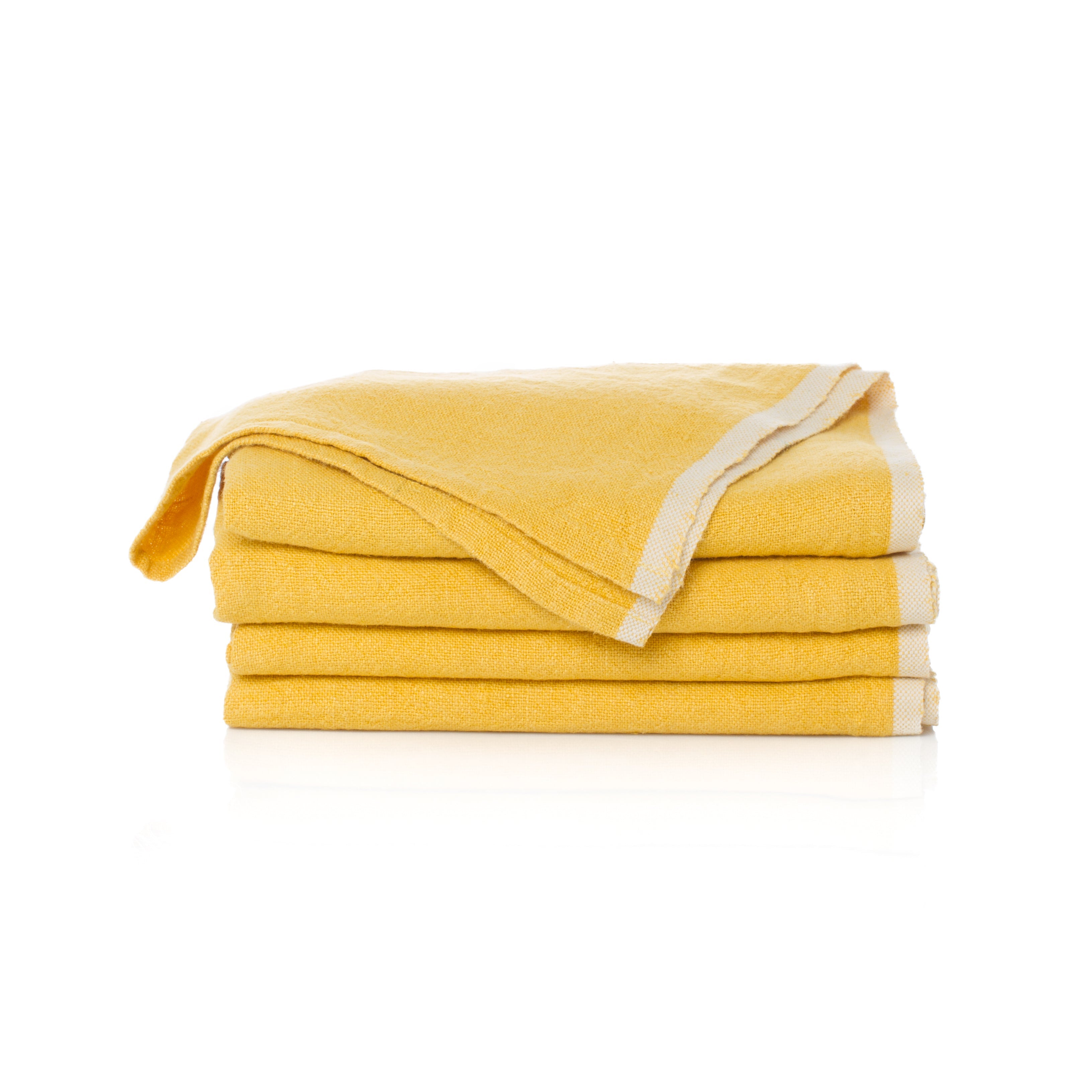 Chunky Linen Napkins in Mustard, Set of 4