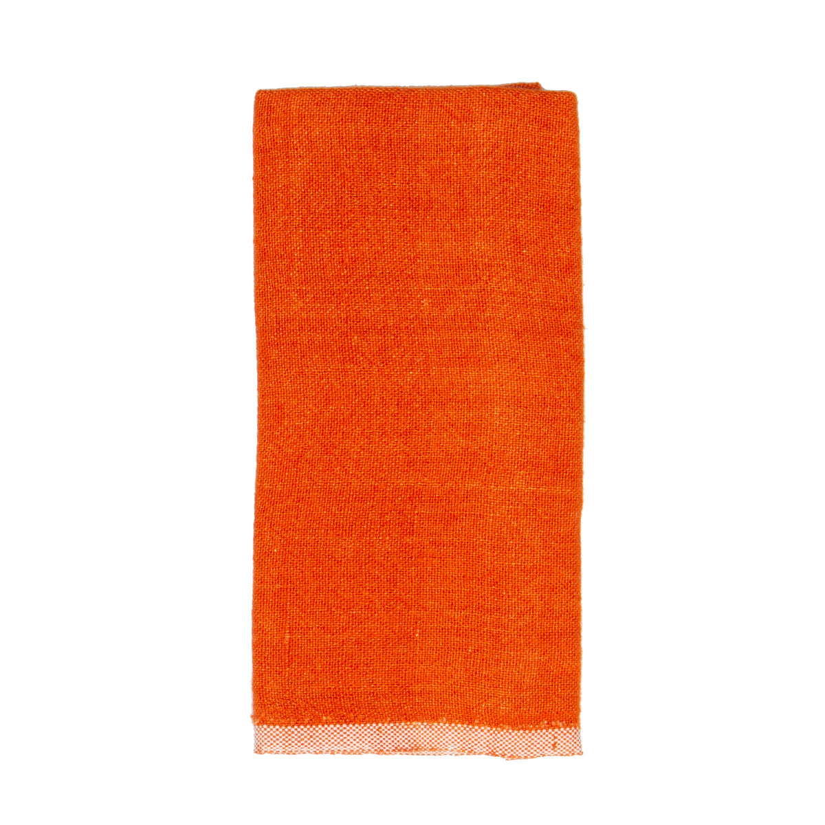 Chunky Linen Towels in Orange, Set of 2