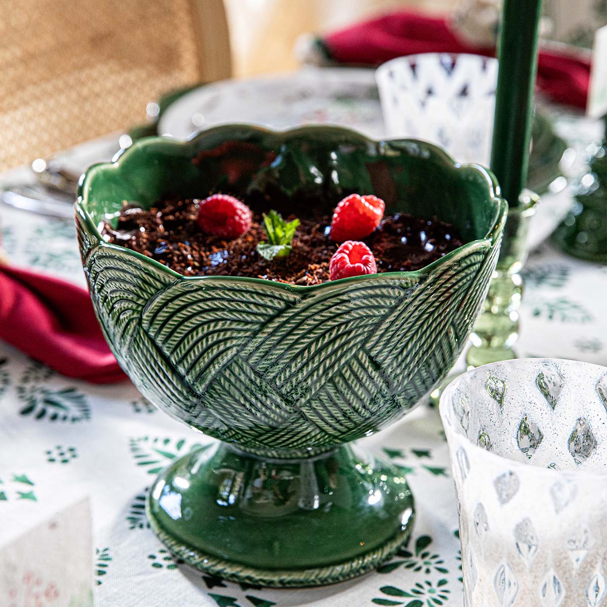 Le Panier Mystic Knot Footed Bowl in Basil