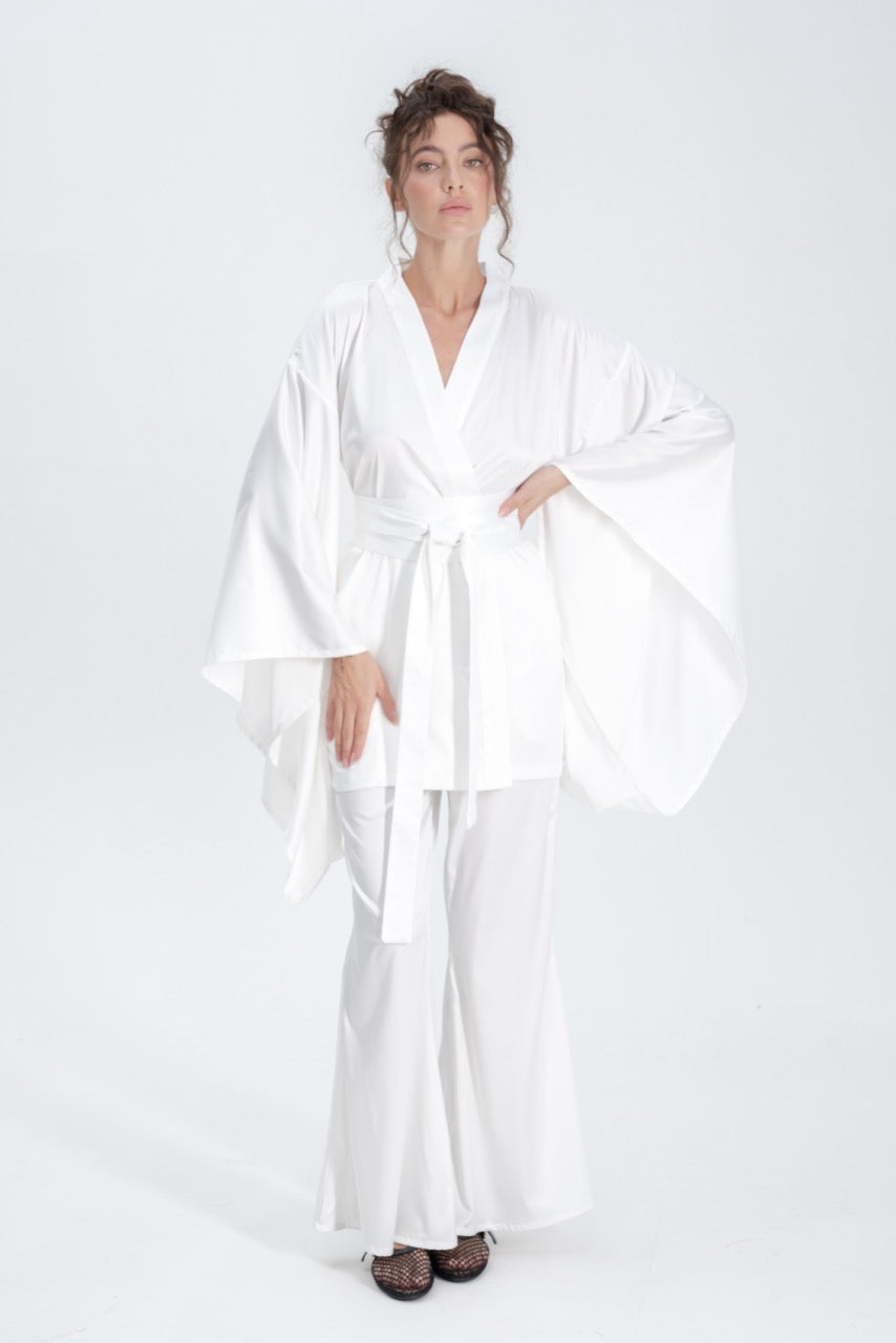 Silky Satin Kimono Pajamas