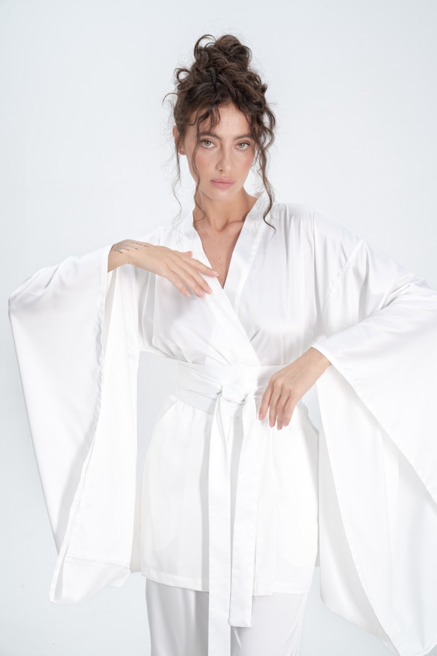 Silky Satin Kimono Pajamas