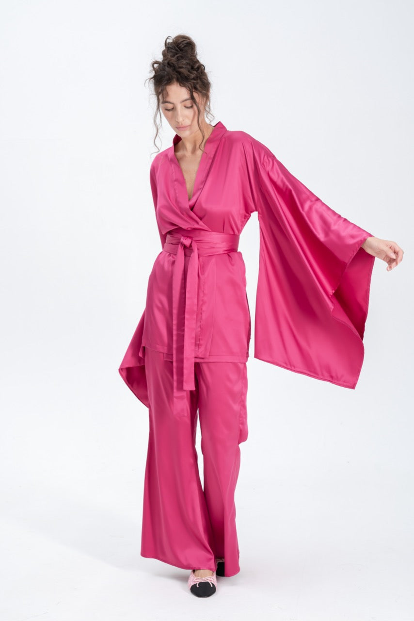 Silky Satin Kimono Pajamas