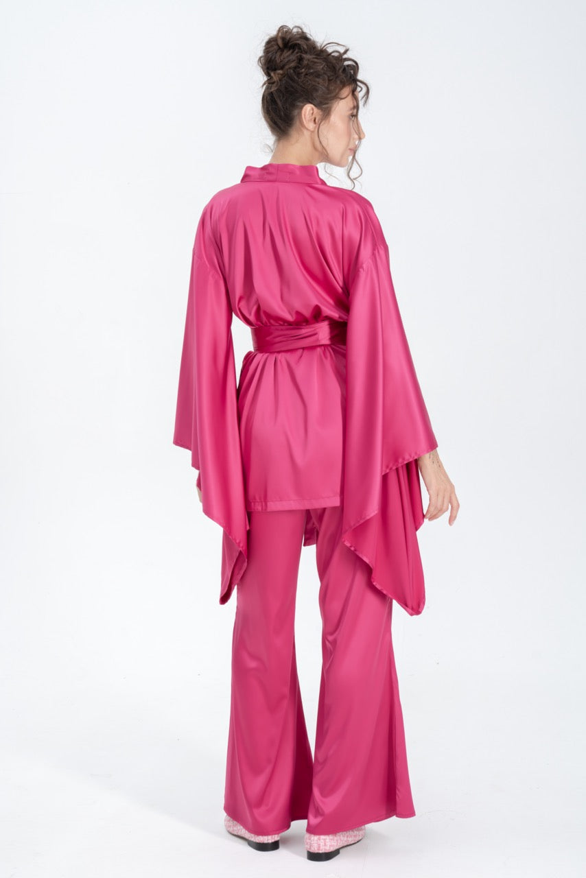 Silky Satin Kimono Pajamas