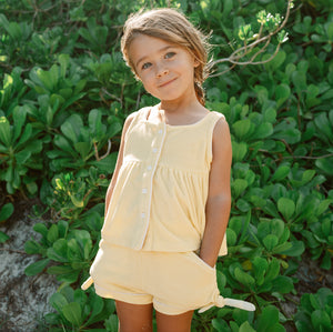 Girls Banana French Terry Tie Knot Shorts