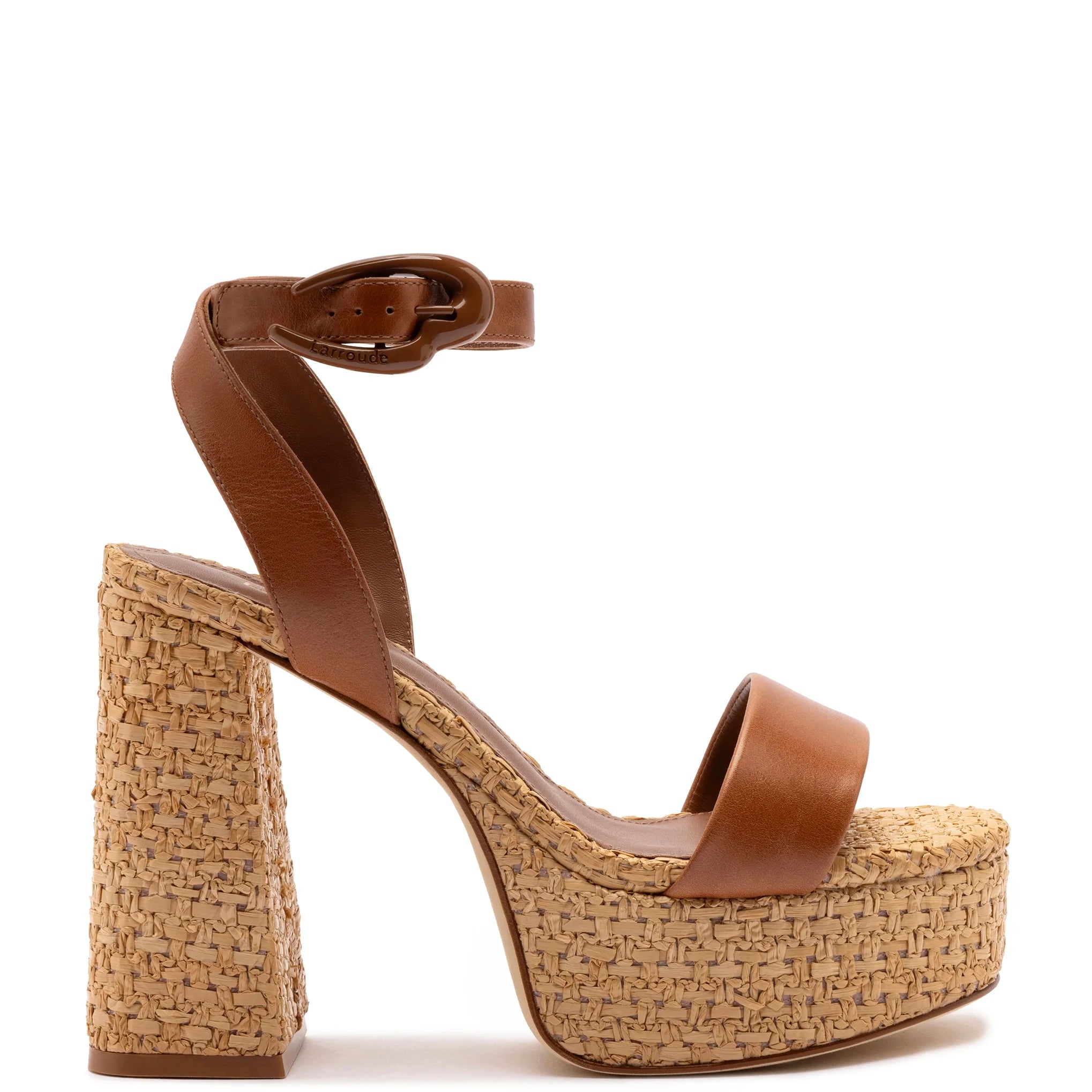 Dolly Verona Sandal in Caramel Leather & Natural Raffia