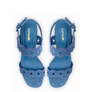 Florence Broderie Sandal In Blue Denim