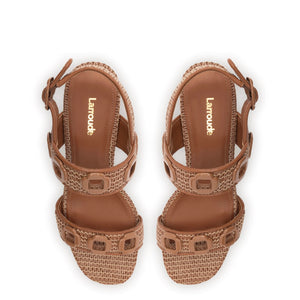 Milan Sandal In Caramel Wave Raffia