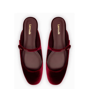 Blair Flat Mule In Wine Velvet