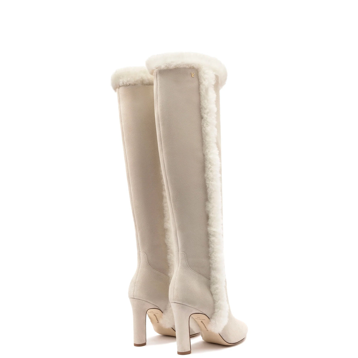 Cindy Hi Faux Fur Boot In Grey Mushroom Suede and Natural Shearling