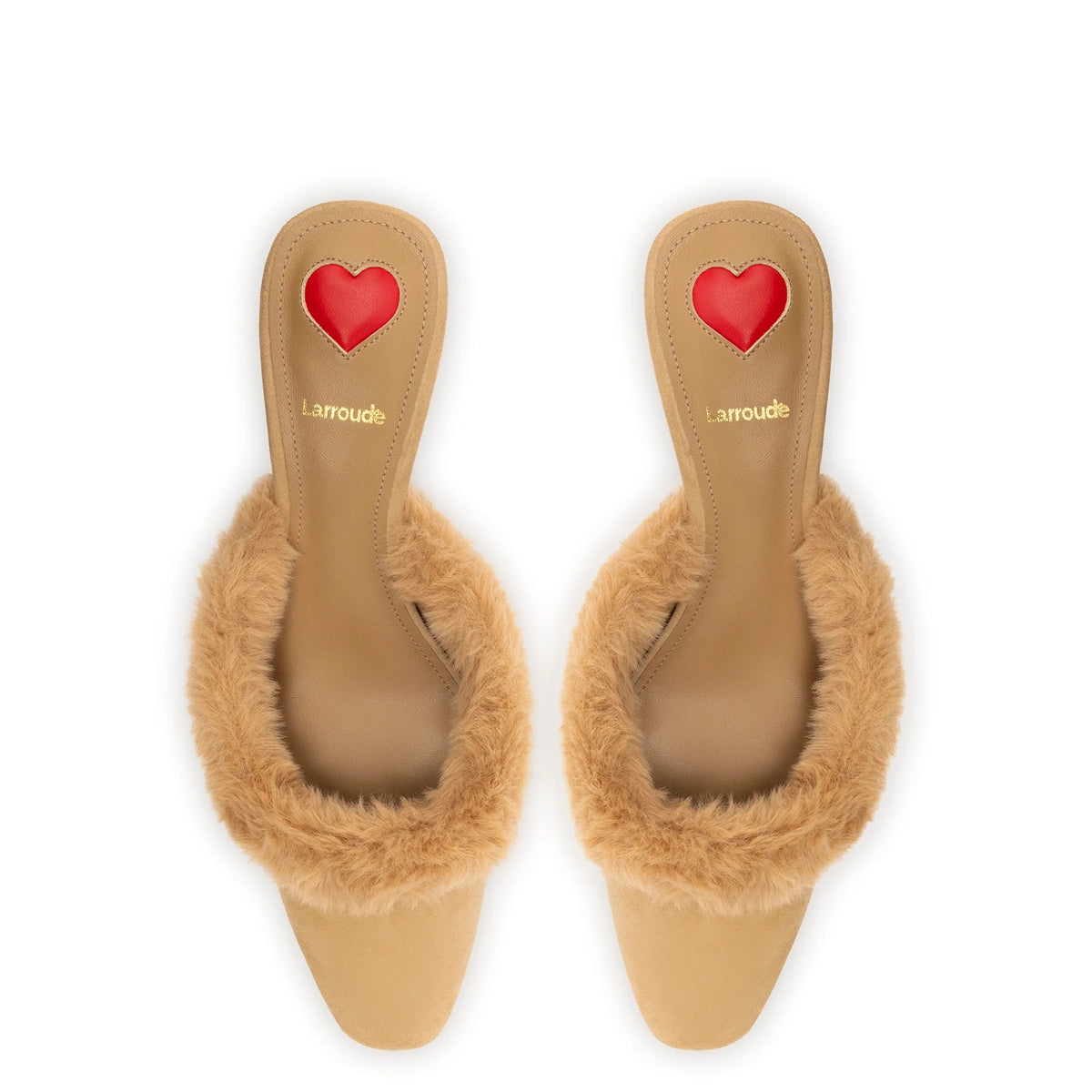 Amal Faux Fur Mule In Peanut Suede