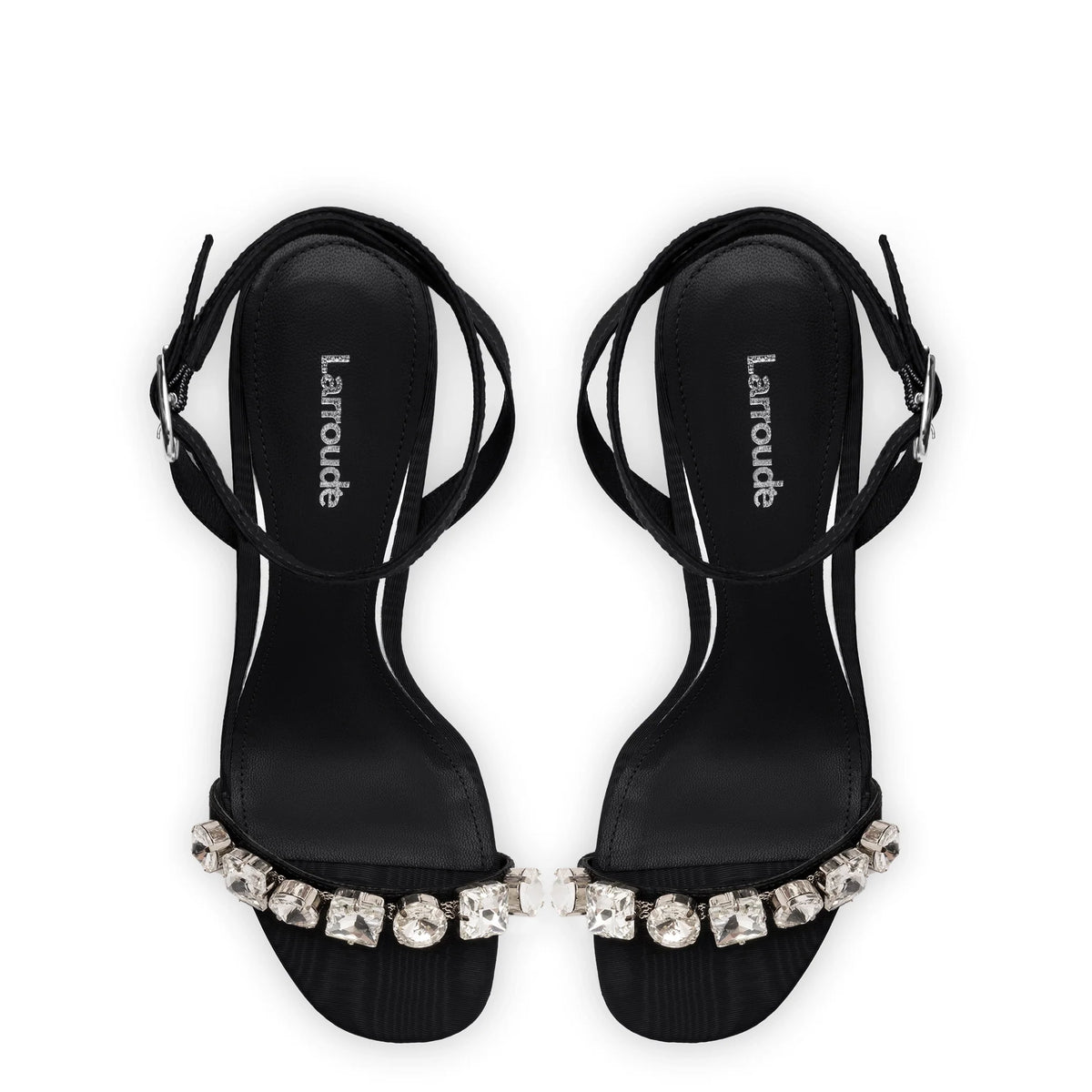 Calypso Sandal In Black Fabric and Crystals