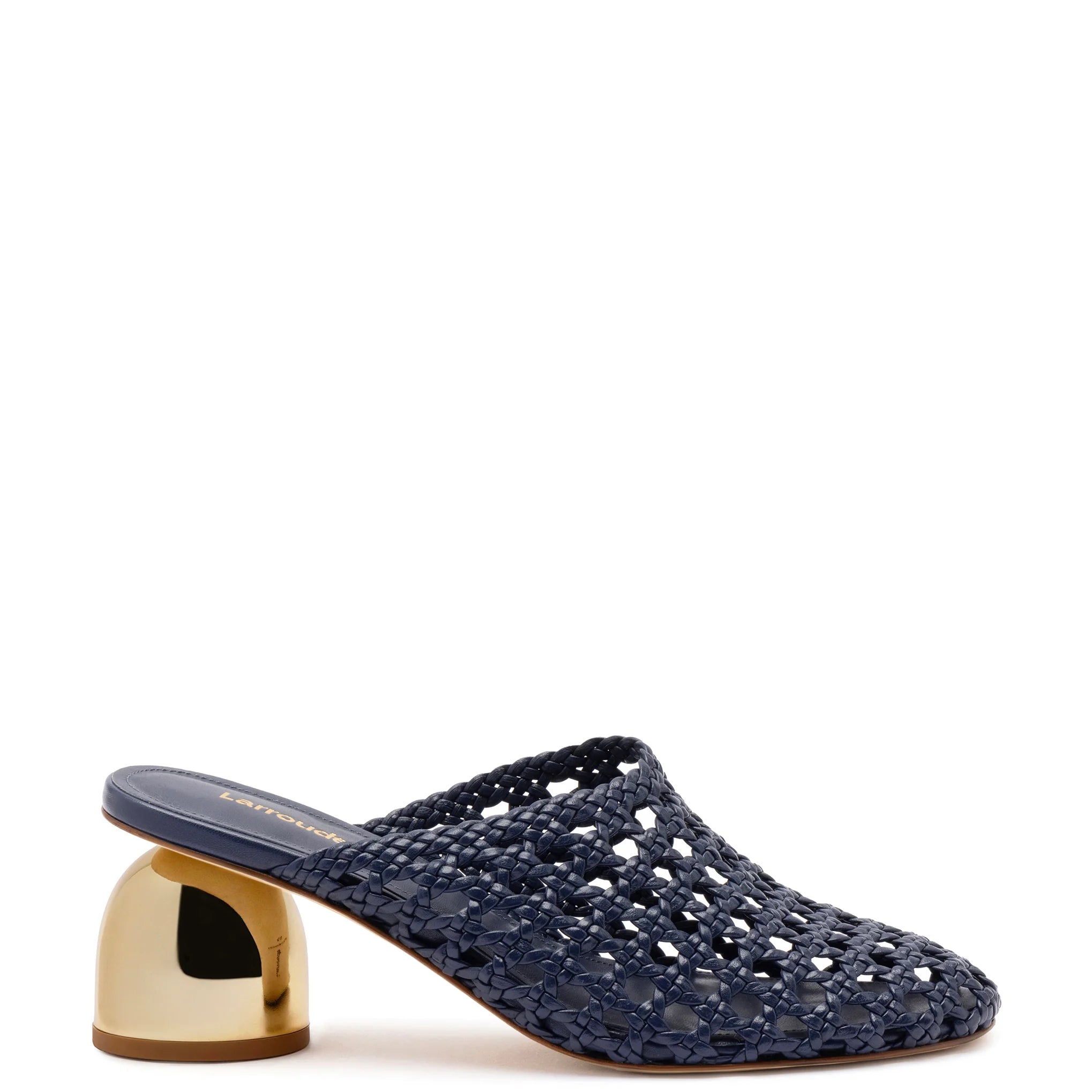 Dew Drop Macrame Mule in Navy Leather