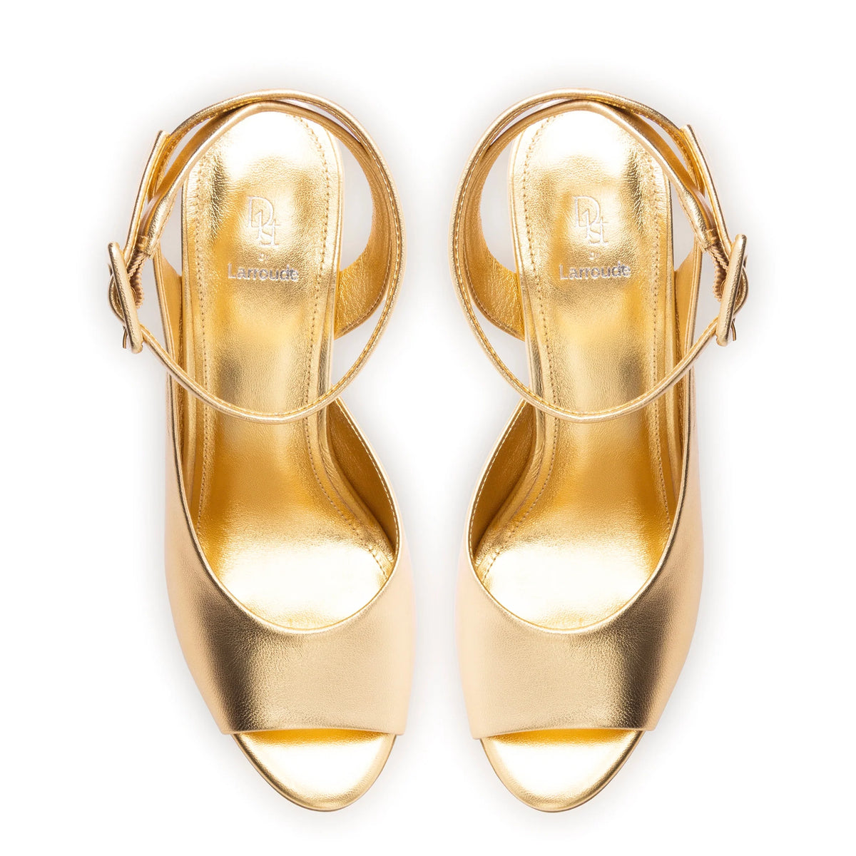 Deena By Larroudé Wedge Sandal In Gold Metallic Leather