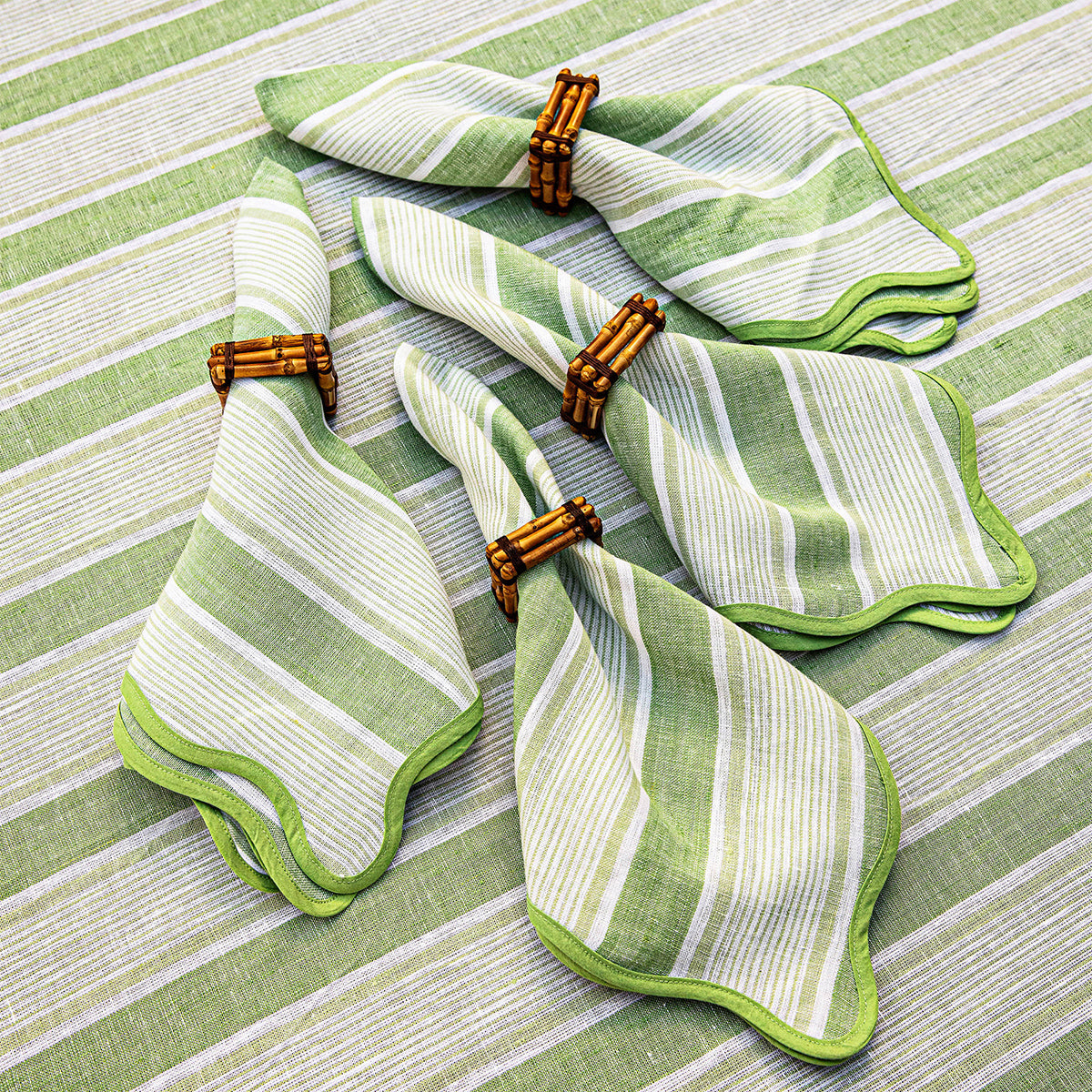 Cabana Stripe Napkin, Set of 4 in Seagrass