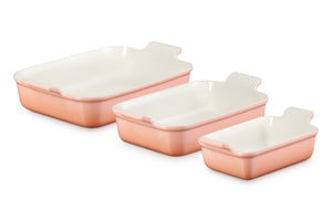 Heritage Set of 3 Rectangular Dishes in Peche