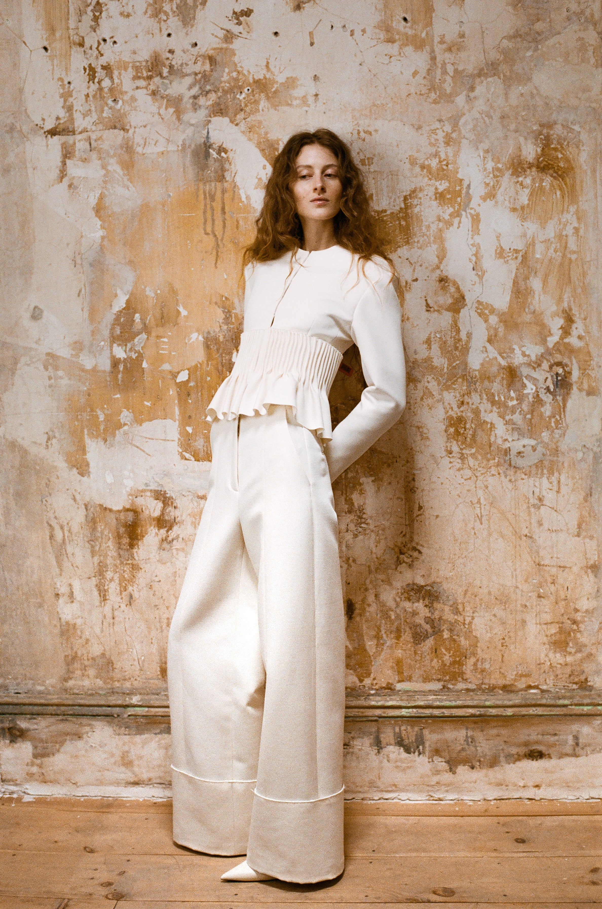 Jane Peplum Blazer in Wool & Cotton