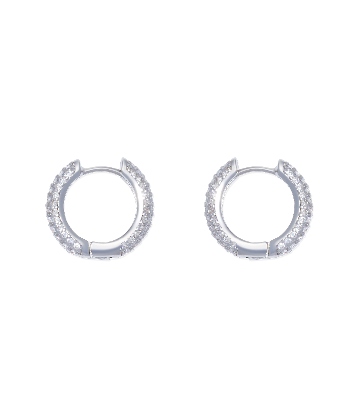 Pave Huggie Hoops in Silver