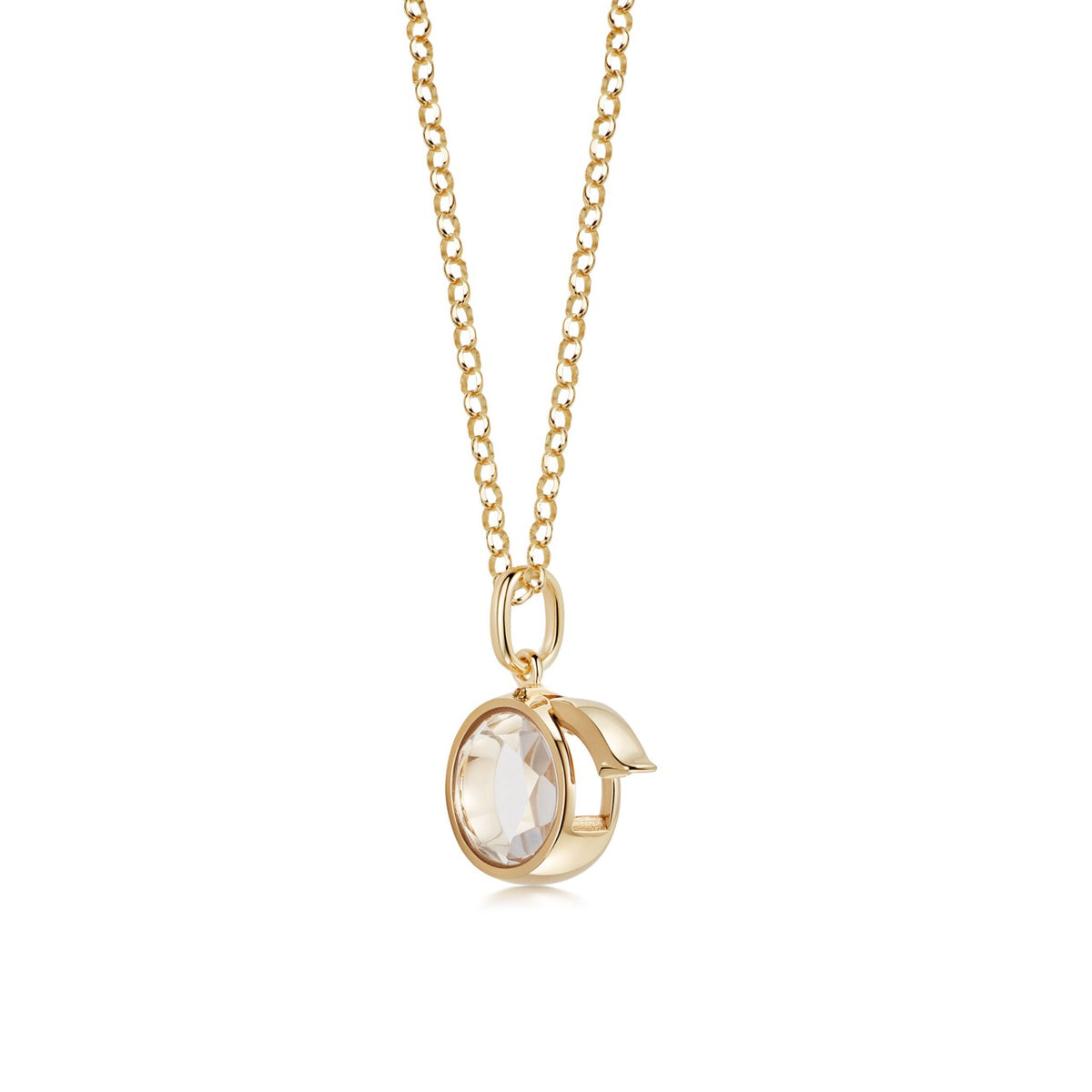 Small Round Gold Locket Pendant on Adjustable Rolo Gold Chain